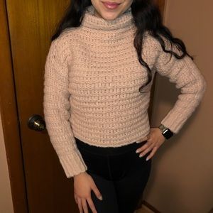 Free people pastel pink knit crop sweater